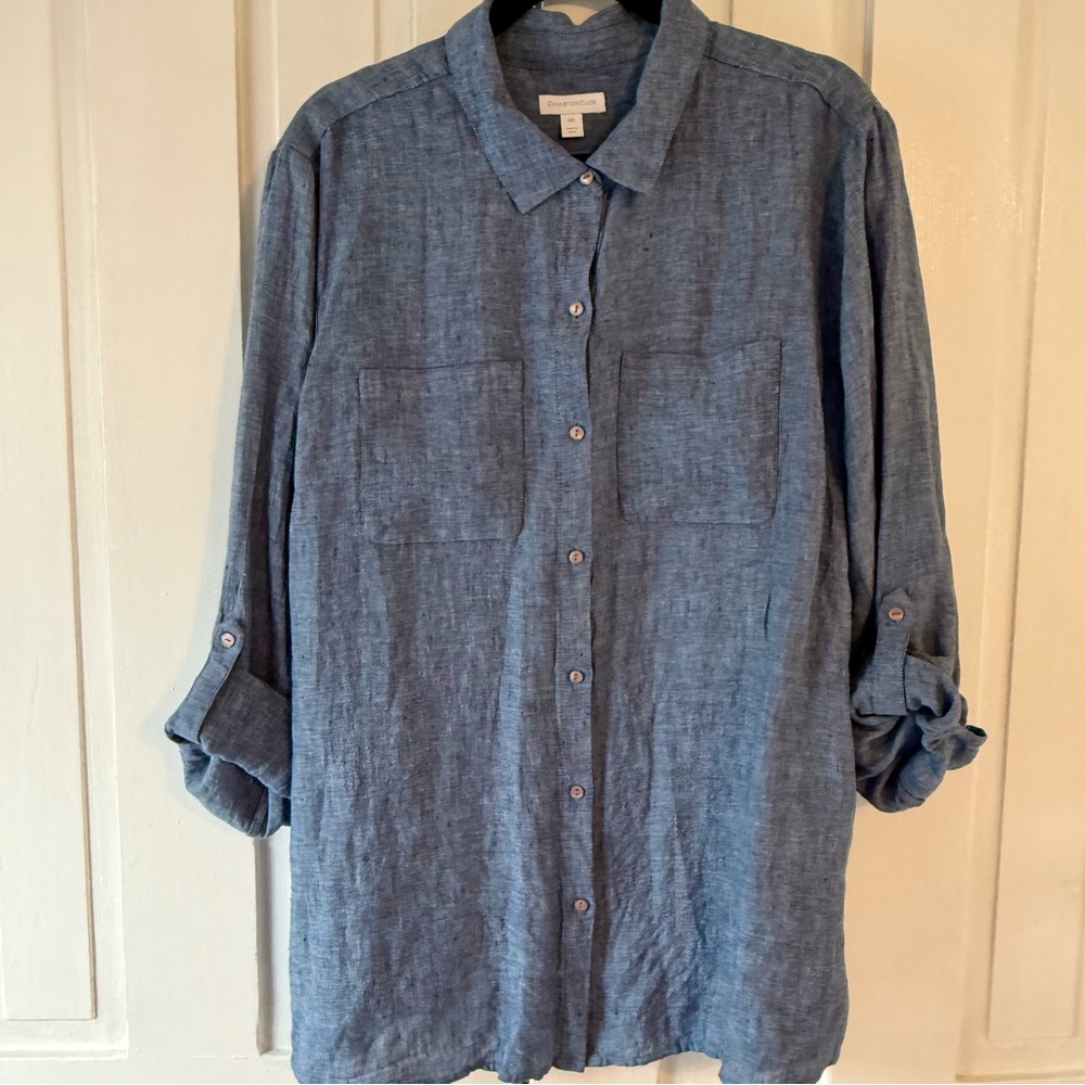 Charter Club NWT Blue Linen Button Down Shirt - XXL